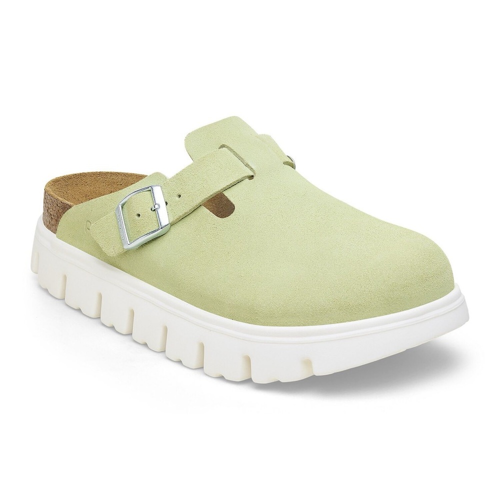 Birkenstock Boston Clog - Papillio Boston Chunky Suede Leather - Faded Lime - Picture 5 of 8